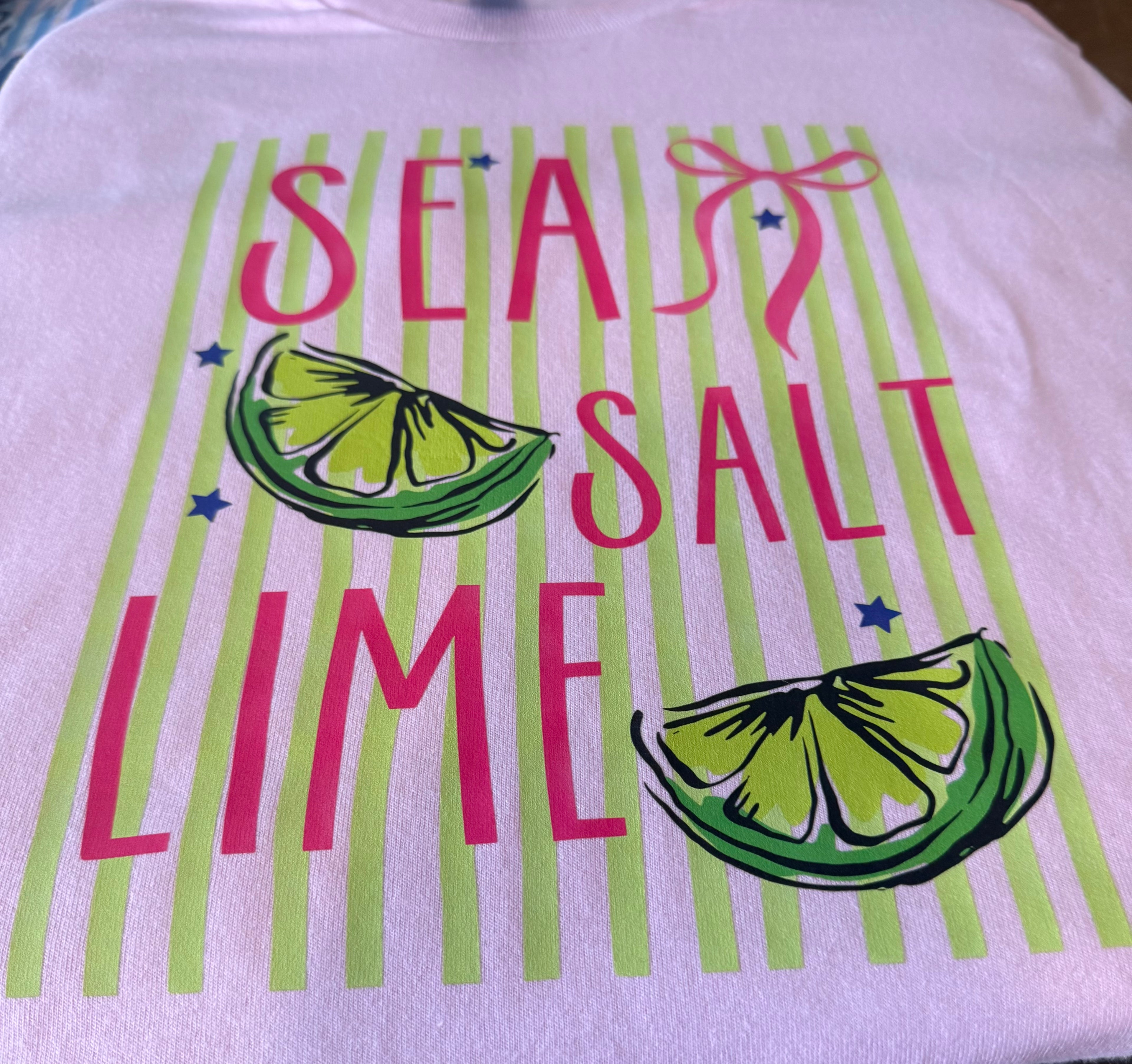 Sea Salt Lime T-Shirt - Light Pink | Stripes! Tee