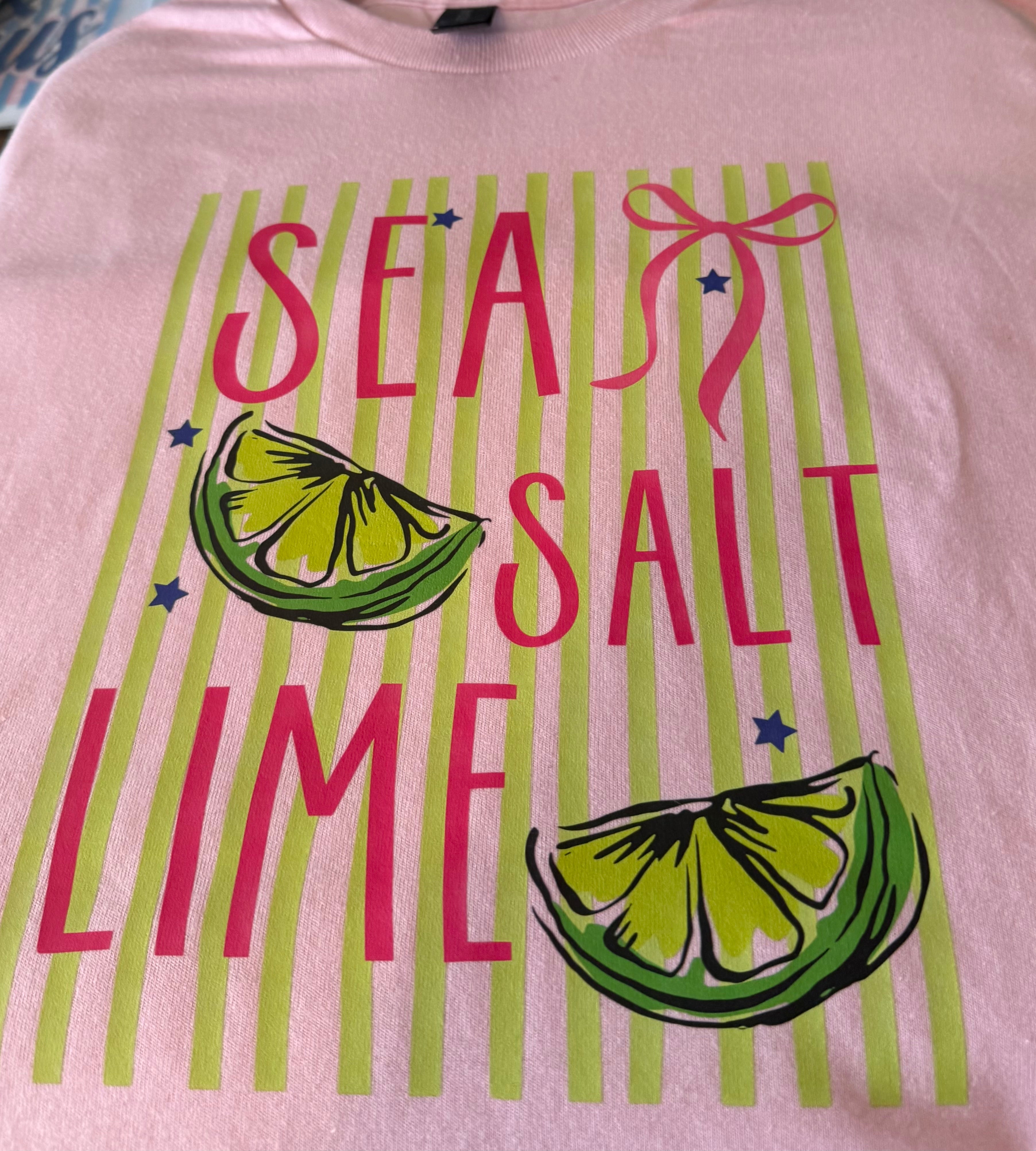 Sea Salt Lime T-Shirt - Light Pink | Stripes! Tee