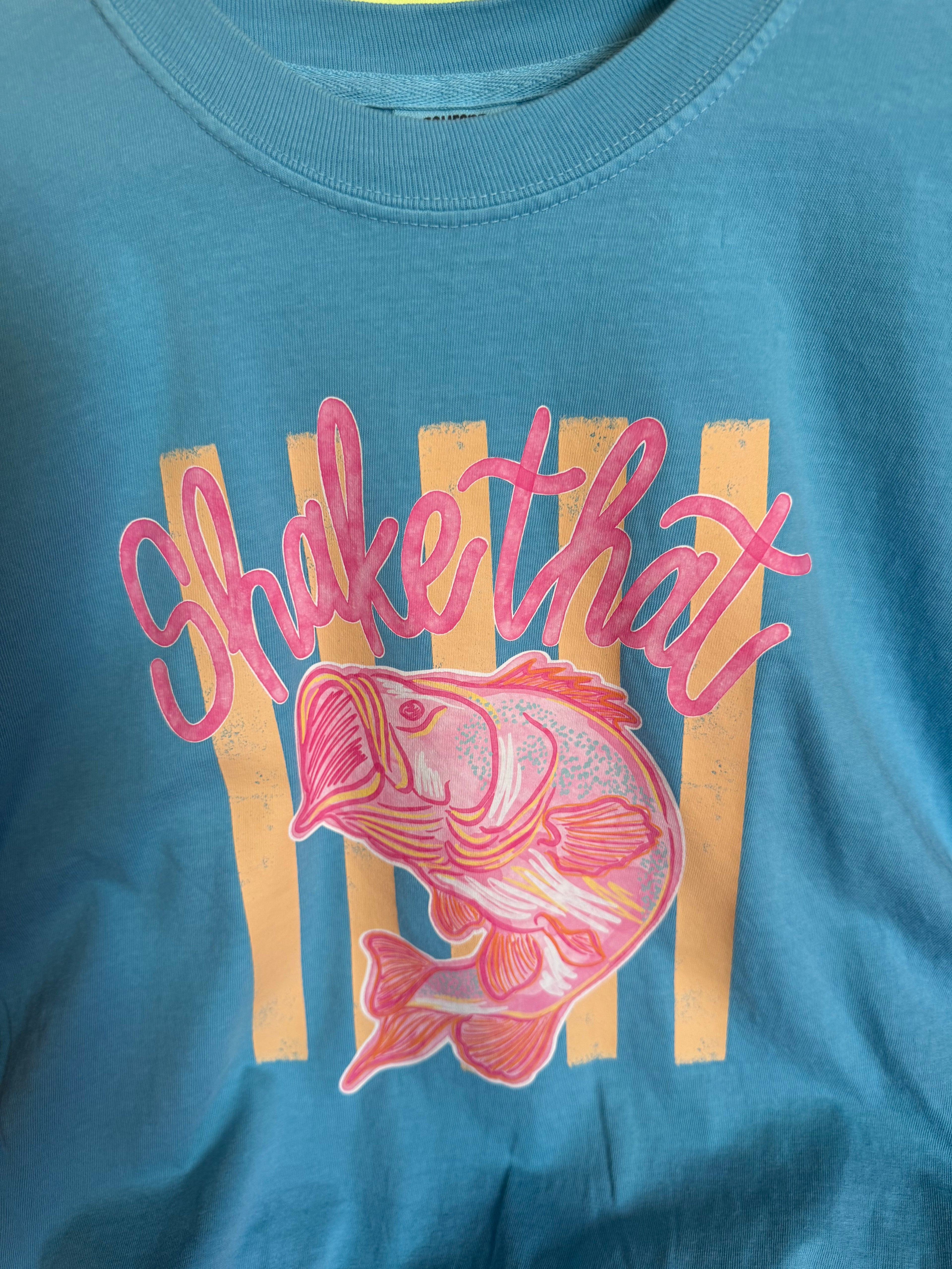 Shake That - Striped Fish T-Shirt - Neon Summer Tee Comfort Color