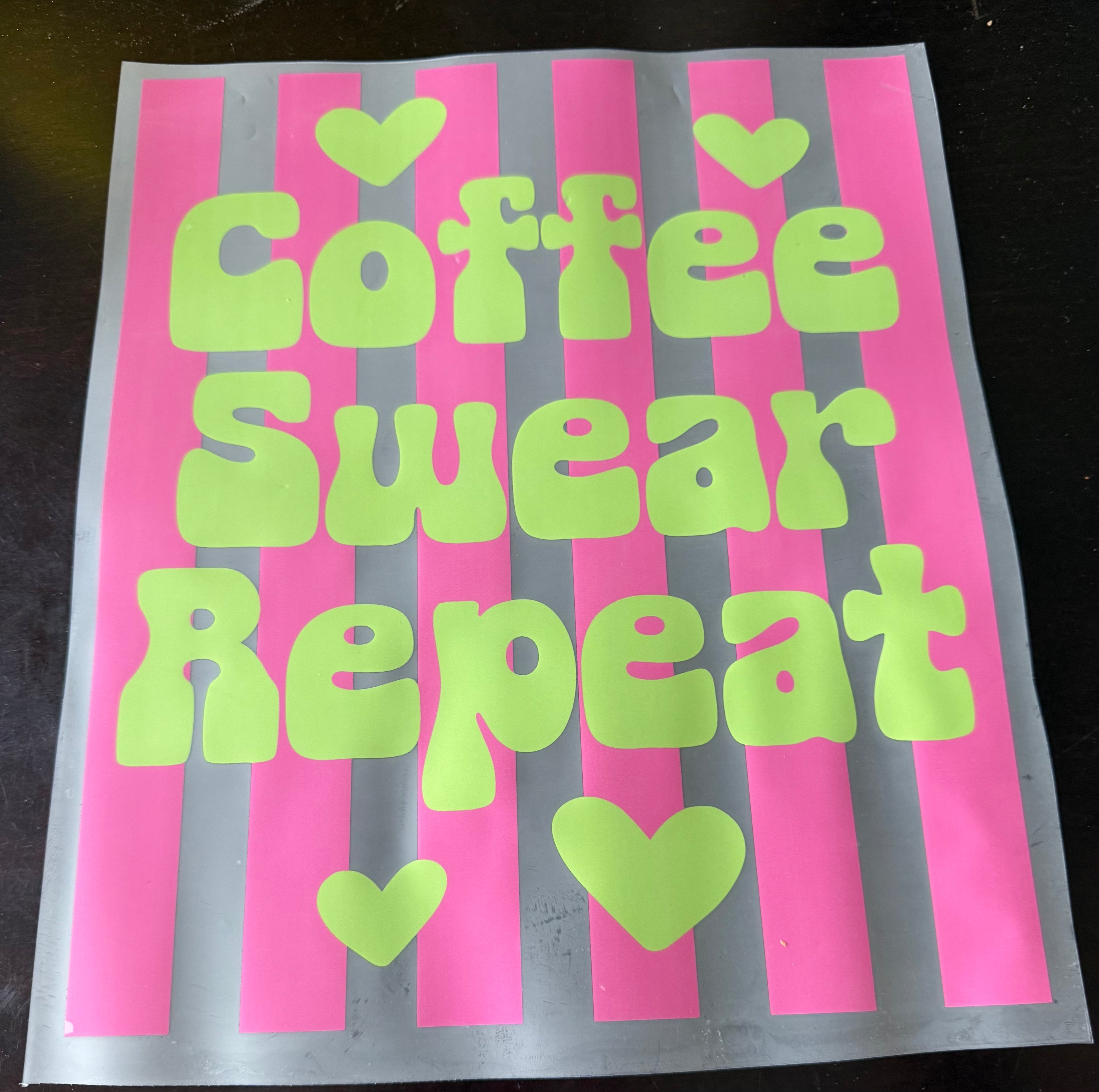 Coffee Swear Repeat Stripes DTF PRINT