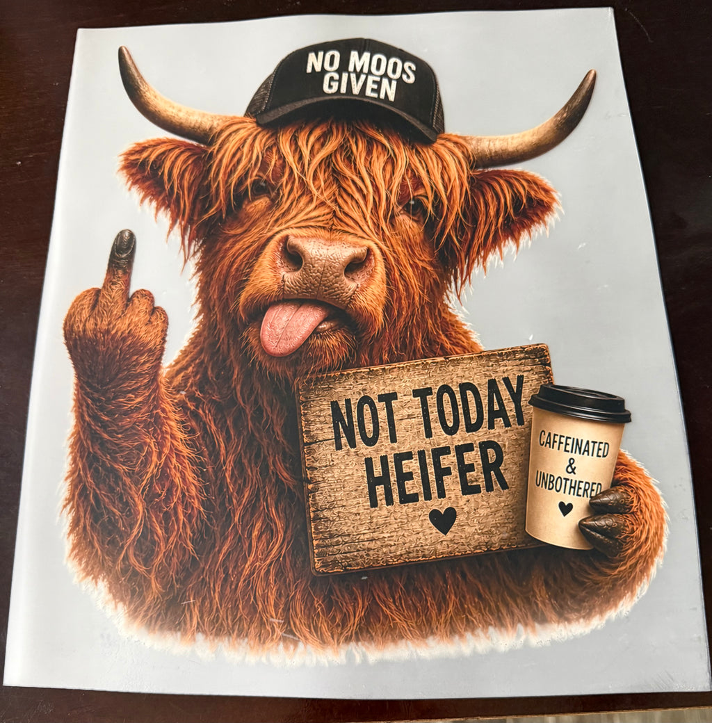 No Moos Given Not Today Heifer - Highland Cow DTF Print