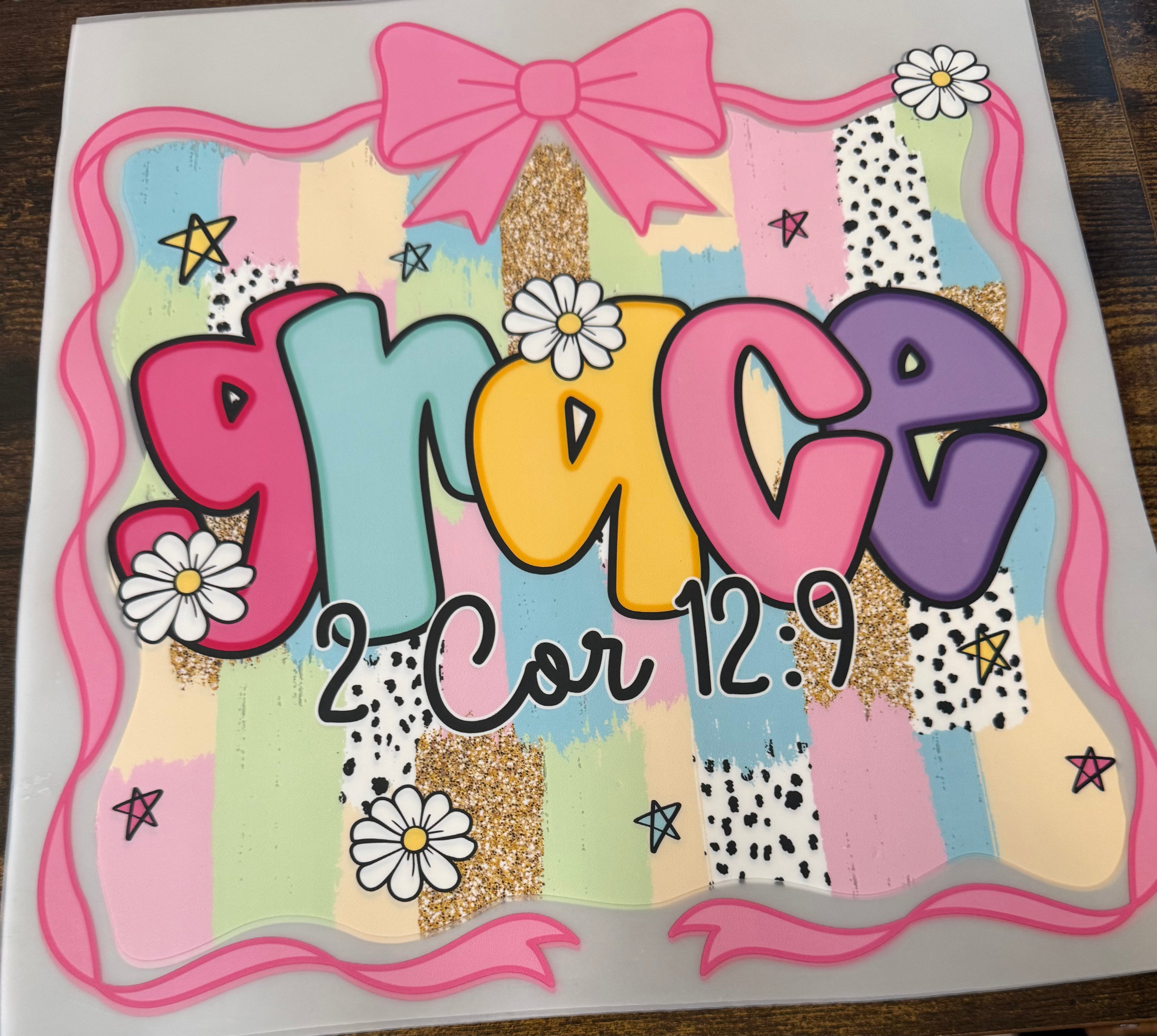 Grace 2 Cor 12:9 Stripes Girly DTF