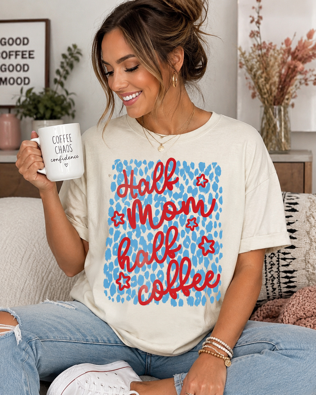HALF MOM HALF COFFEE DTF PRINT / ANIMAL PRINT