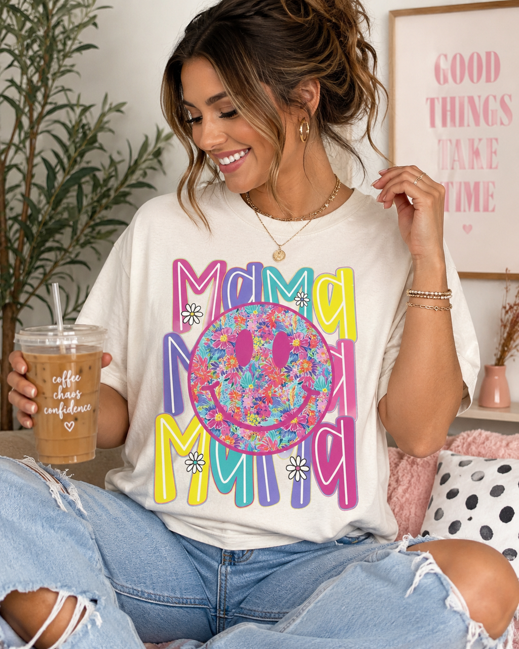 MAMA FLORAL / SMILEY - DTF PRINT