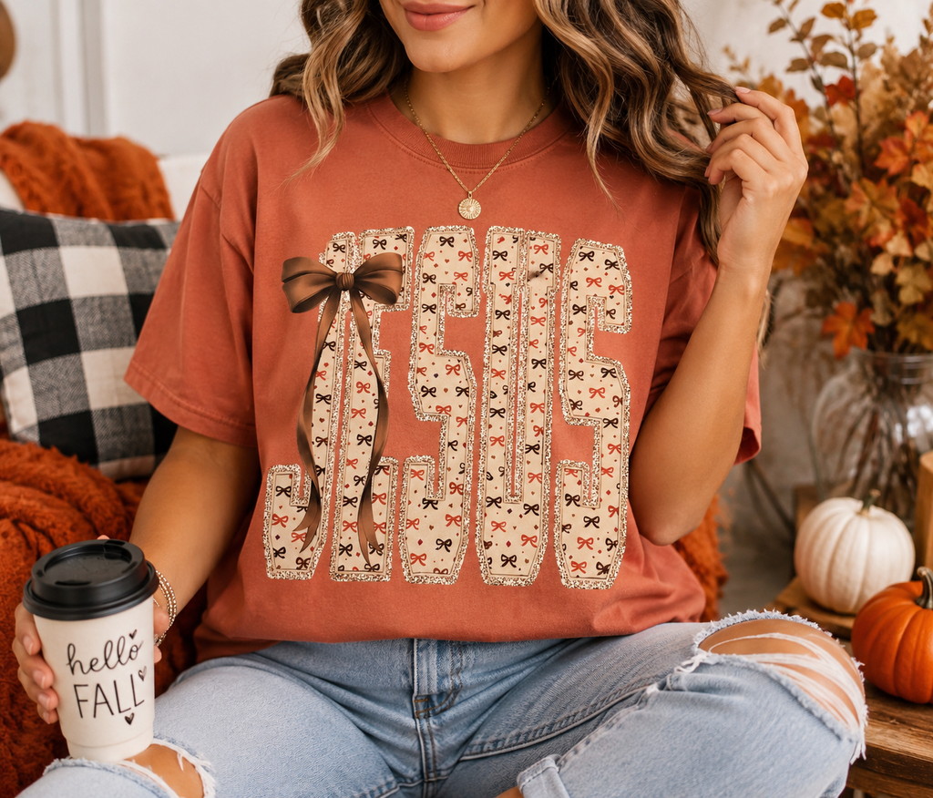 Jesus / Bows Fall Colors DTF Print