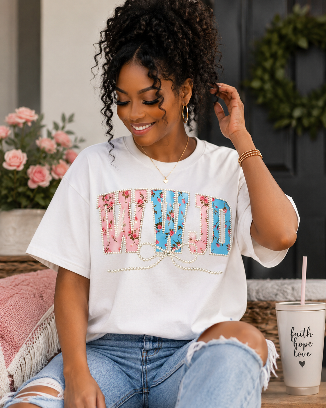 WWJD BOW FLORAL - DTF FAITH