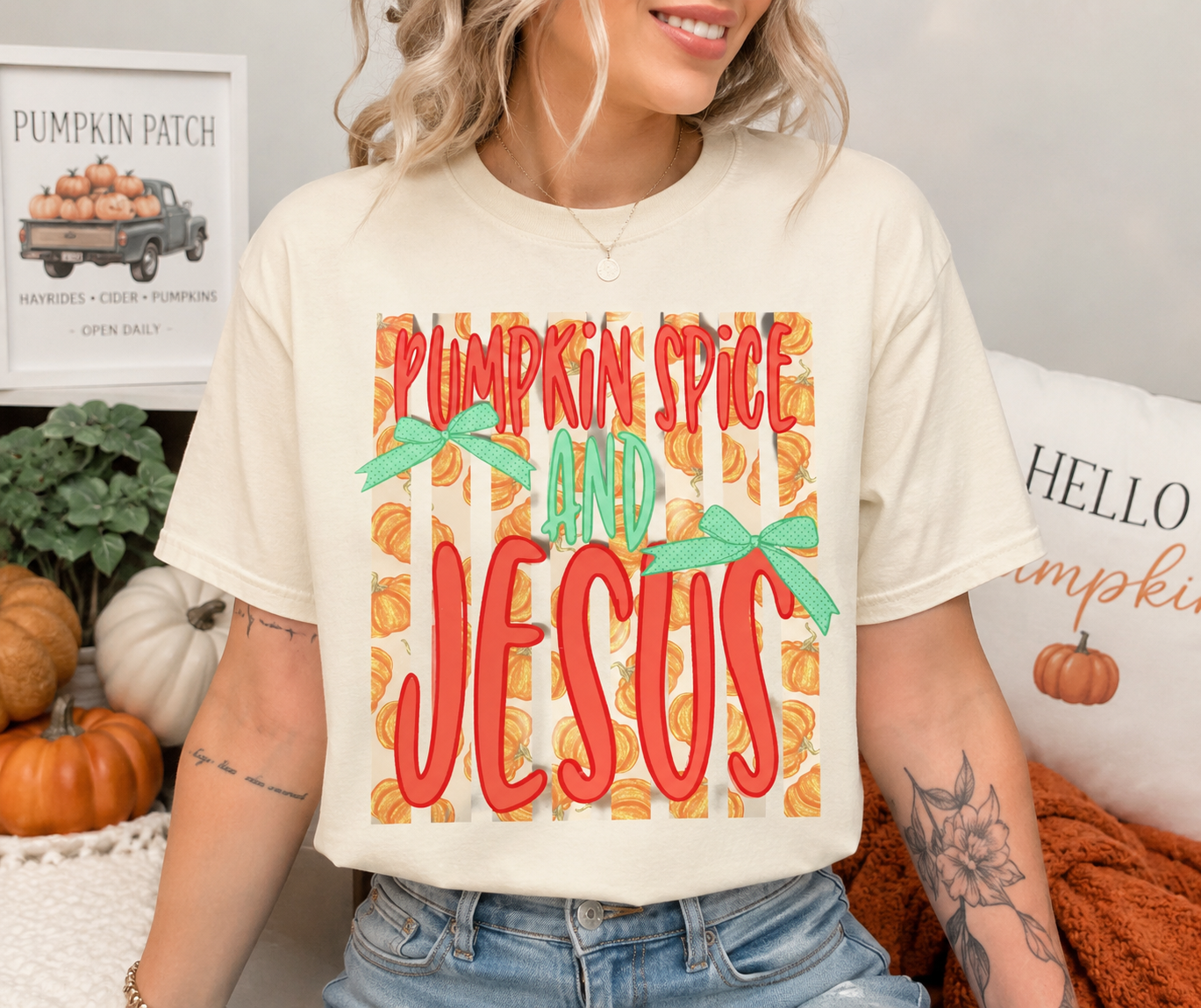 Pumpkin Spice And Jesus Fall DTF PRINT