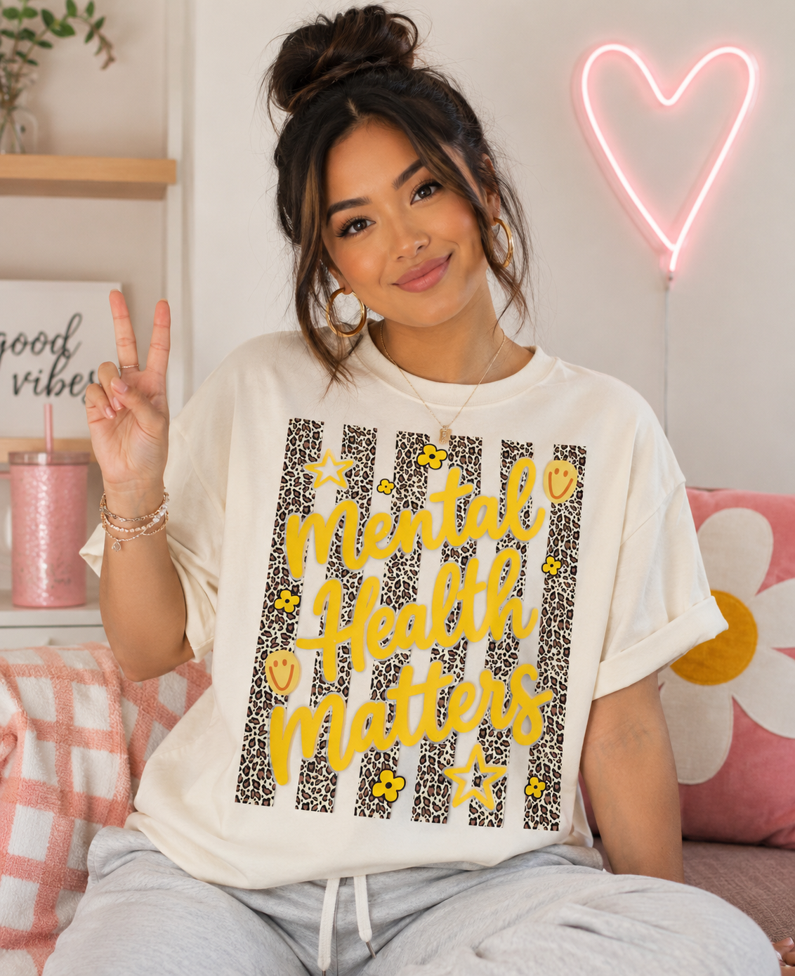 Mental Health Matters - Animal Print & Stripes DTF Print